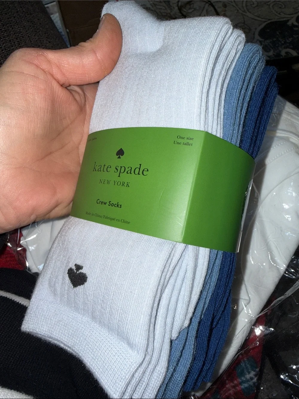 kate spade 6 PAIRES  White, Light Blue & Navy Men's Crew Sock Pack